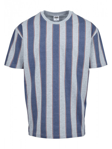 Мъжка тениска на райета в сиво и синьо Urban Classics  Bold Stripe