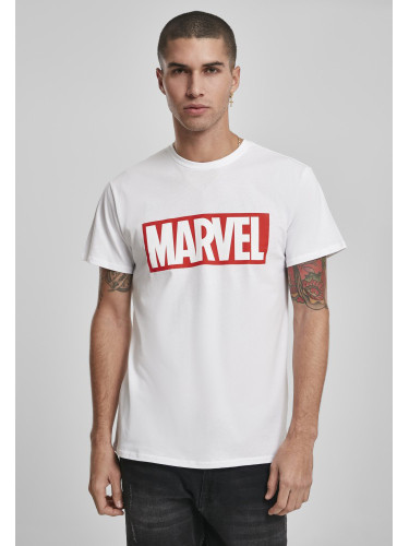Мъжка тениска MERCHCODE Marvel Logo в бял цвят