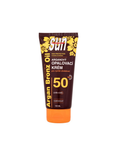 Vivaco Sun Argan Bronz Oil Tanning Cream SPF50 Слънцезащитна козметика за тяло 100 ml