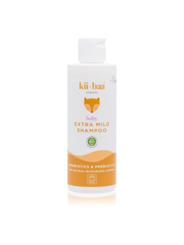 kii-baa® organic Baby Extra Mild Shampoo нежен шампоан с про и пребиотици за деца от раждането им 200 мл.