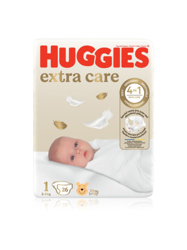Huggies Extra Care Size 1 еднократни пелени 2-5 kg 26 бр.