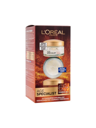 L'Oréal Paris Age Specialist 65+ Подаръчен комплект дневен крем за лице Age Specialist 65 SPF20 50 ml + нощен крем за лице Age Specialist 65 50 ml увредена кутия