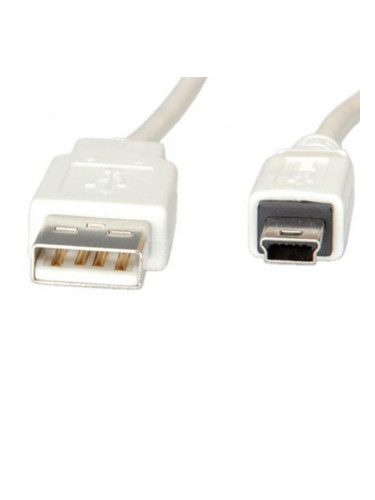 Кабел Roline S3142-250, USB A(м) към USB Mini B(м), 1.8m, бял