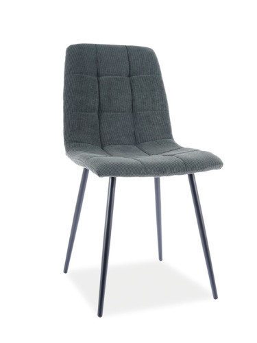 Трапезарен стол от рипсено кадифе - зелен/черен