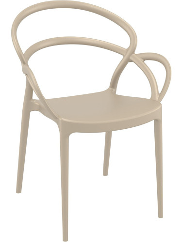 Пластмасов градински стол 57/56/82см- полипропилен с фибро стъкло, бежов