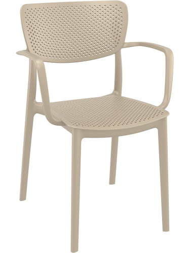 Пластмасов градински стол 54/53/82см - полипропилен подсилен с фибро стъкло, бежов
