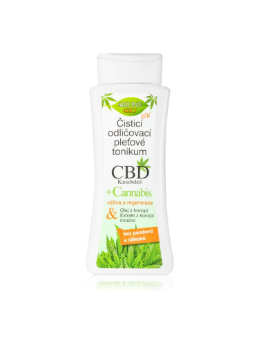 Bione Cosmetics Cannabis CBD тоник за почистване на лице и грим с конопено масло 255 мл.