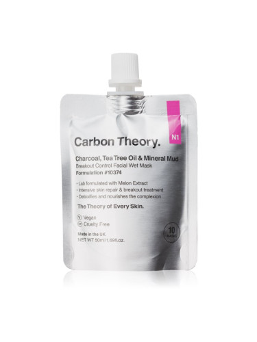 Carbon Theory Charcoal, Tea Tree Oil & Mineral Mud интензивна регенерираща маска за проблемна кожа, акне 50 мл.