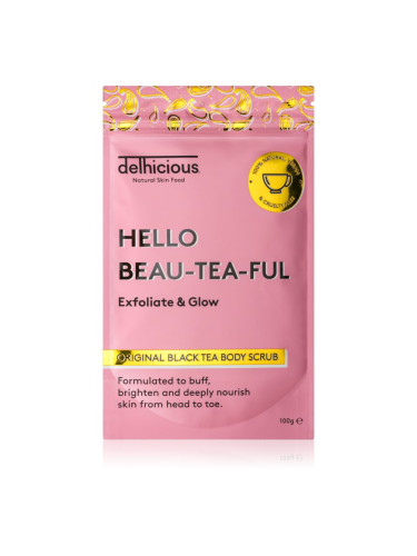 delhicious HELLO BEAU-TEA-FUL ORIGINAL BLACK TEA изглаждащ пилинг за тяло 100 гр.