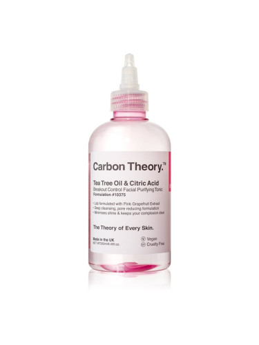 Carbon Theory Tea Tree Oil & Citric Acid дълбоко почистващ тоник за проблемна кожа, акне 250 мл.