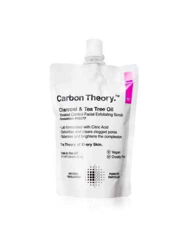 Carbon Theory Charcoal & Tea Tree Oil почистващ пилинг за лице за проблемна кожа, акне 125 мл.