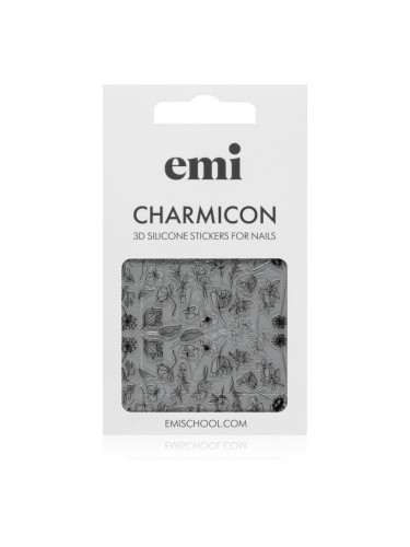 emi Charmicon Black Flowers Стикери за нокти 3D #176 1 бр.