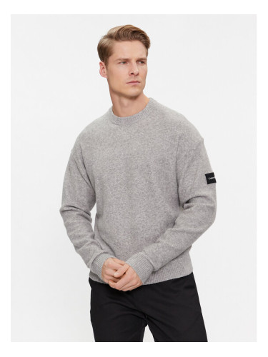 Calvin Klein Пуловер K10K110401 Сив Regular Fit