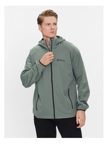 Jack Wolfskin Яке softshell Feldberg Hoody 1306922 Зелен Regular Fit