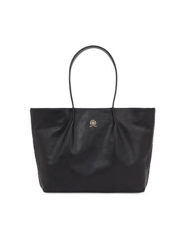 Tommy Hilfiger Дамска чанта Crest Leather Tote AW0AW15230 Черен