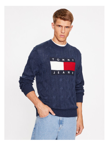 Tommy Jeans Пуловер Flag DM0DM17762 Тъмносин Relaxed Fit