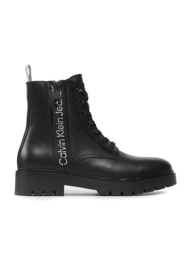 Calvin Klein Jeans Ботуши Combat Mid Laceup Boot W Zip YM0YM00262 Черен