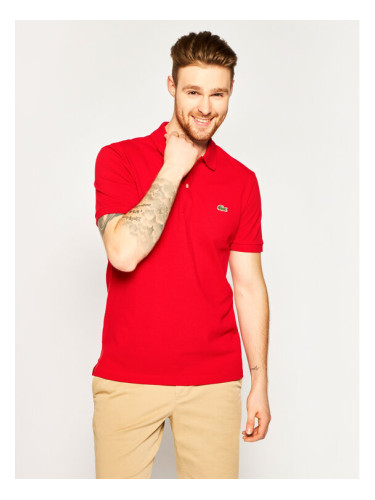 Lacoste Тениска с яка и копчета PH4012 Червен Slim Fit