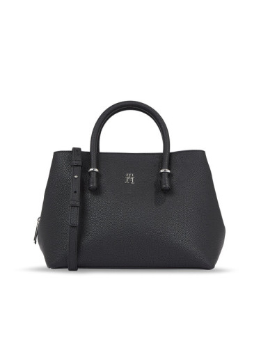 Tommy Hilfiger Дамска чанта Th Emblem Satchel AW0AW15224 Черен