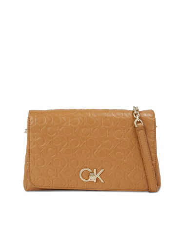 Calvin Klein Дамска чанта Re-Lock Shoulder Bag Md - Emb K60K611061 Кафяв