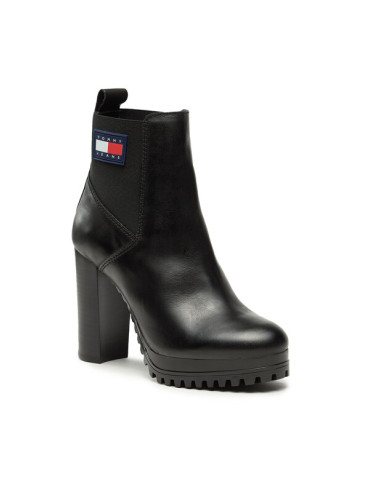 Tommy Jeans Боти Tjw New Ess High Heel Boot EN0EN02439 Черен