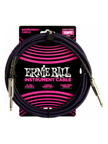 Ernie Ball Braided Straight Straight Inst Cable Лилав-Черeн 3 m Директен - Ъглов