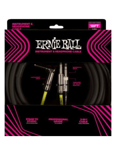 Ernie Ball Instrument and Headphone Cable Черeн 50,5 cm Директен - Ъглов