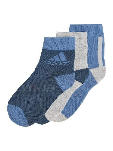 ДЕТСКИ ЧОРАПИ ADIDAS LK ANKLE S 3PP BLUE/GREY/NAVY