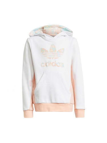 ДЕТСКИ СУИТШЪРТ ЗА МОМИЧЕ ADIDAS HOODIE WHITE/CORAL