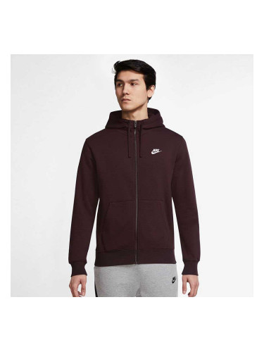 МЪЖКО ГОРНИЩЕ NIKE NSW CLUB HOODIE FZ BB BROWN