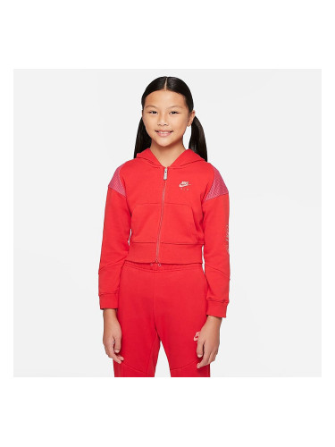 ДЕТСКО ГОРНИЩЕ ЗА МОМИЧЕ NIKE NSW AIR FT FZ HOODIE RED
