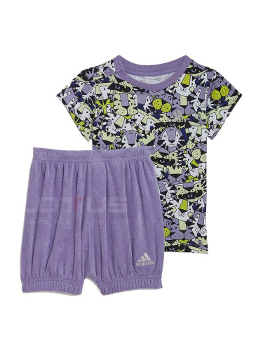 БЕБЕШКИ СПОРТЕН ЕКИП ЗА МОМИЧЕ ADIDAS GIRLS SET YELLOW/LILAC