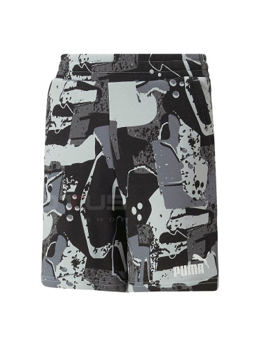 ДЕТСКИ КЪСИ ПАНТАЛОНИ ЗА МОМЧЕ PUMA ESS+ STREET ART AOP SHORTS B BLACK