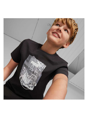 ДЕТСКА ТЕНИСКА ЗА МОМЧЕ PUMA ESS+ STREET ART GRAPHIC TEE B BLACK