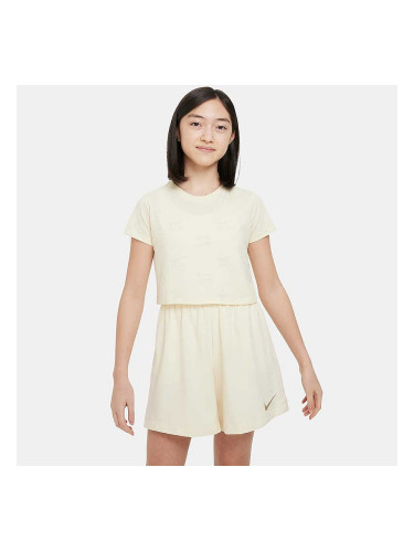 ДЕТСКА ТЕНИСКА ЗА МОМИЧЕ NIKE NSW TEE CROP AIR AOP COCONUT