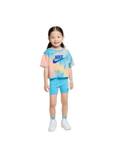 ДЕТСКИ СПОРТЕН ЕКИП ЗА МОМИЧЕ NIKE BOXY TEE AND BIKE SHORT SET BLUE