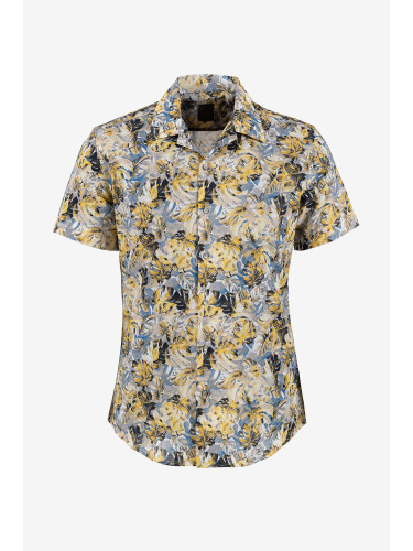 Риза къс ръкав с жълт флорален принт
