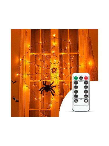 LED Декоративни лампички HALLOWEEN LED/5V/8 функции паяжина + дистанционно