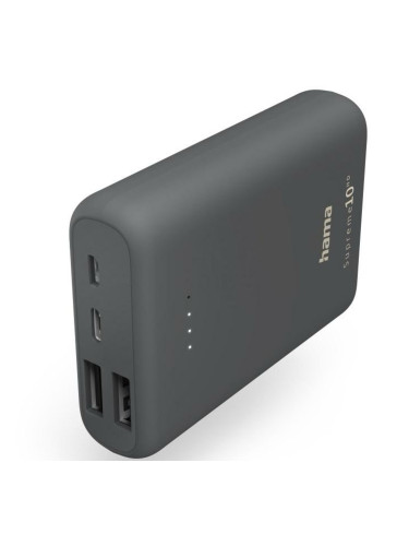 Външна батерия/power bank/ Hama Supreme 10HD (201668), 10000mAh, сива, от 1x USB-C, 1x micro-USB към 1x USB C, 2x USB A