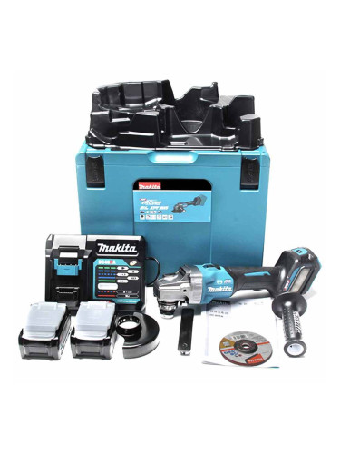 Ъглошлайф акумулаторен, безчетков, Makita GA023GM201, 40V, XGT, 2x4Ah, 125 мм