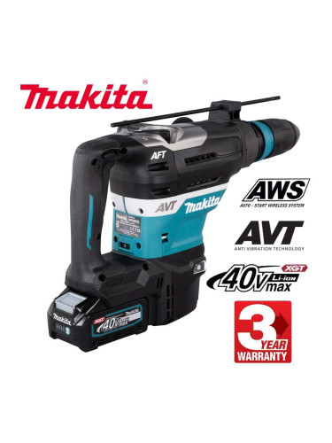 Перфоратор акумулаторен безчетков Makita HR005GM202, 40V, XGT, 2x4Ah, SDS-Max, 8J