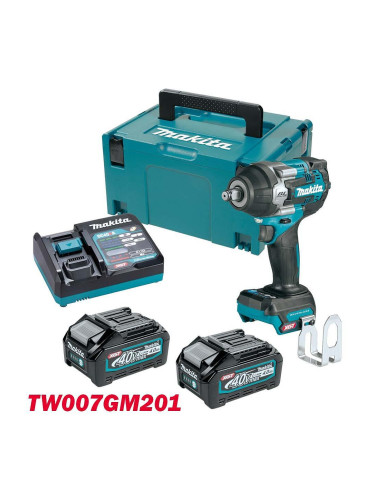 Гайковерт акумулаторен, ударен, безчетков, Makita TW007GM201, 40V, 2x4Ah, XGT, 1100Nm, 1/2"