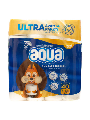 Тоалетна хартия Aqua 3пл оп40