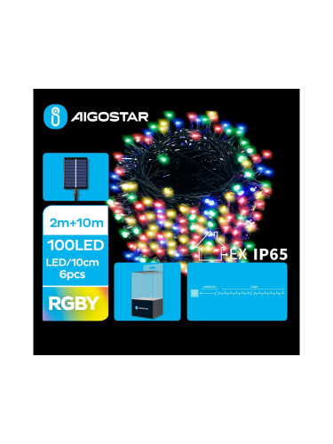 Aigostar - LED соларни коледни лампички 100xLED/8 функции 12 м IP65 многоцветен