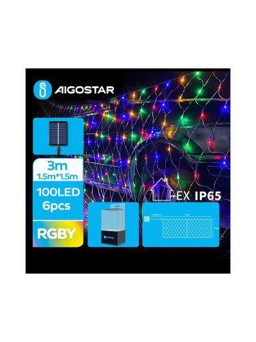 Aigostar - LED соларни коледни лампички 100xLED/8 функции 4,5x1,5 м IP65 многоцветен