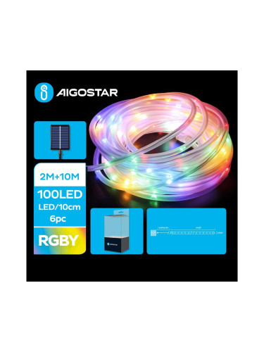 Aigostar - LED соларни коледни лампички 100xLED/8 функции 12 м IP65 многоцветен