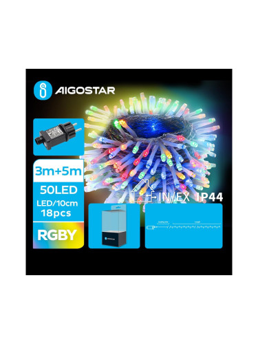 Aigostar - LED Екстериорни коледни лампички 50xLED/8 функции 8 м IP44 многоцветен