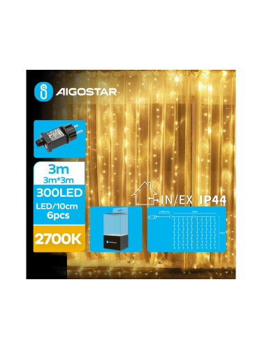 Aigostar - LED Екстериорни коледни лампички 300xLED/8 функции 6x3 м IP44 топло бял