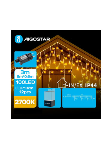 Aigostar - LED Екстериорни коледни лампички 100xLED/8 функции 8x0,6 м IP44 топло бял