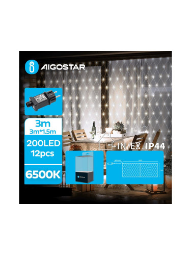 Aigostar - LED Екстериорни коледни лампички 200xLED/8 функции 6x1,5 м IP44 студено бял